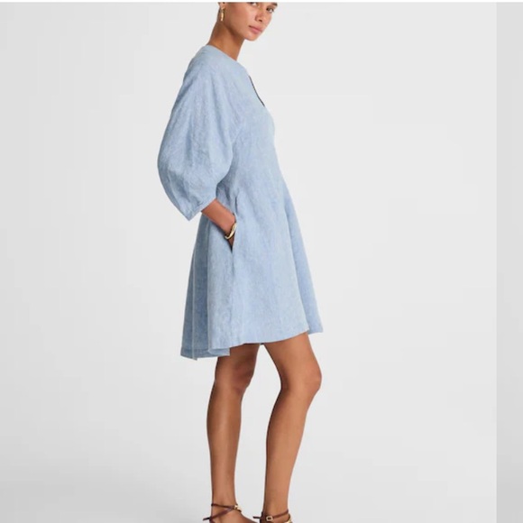 New w Tag: Madewell Splitneck Linen Dress with Pockets. Size 12 - Picture 3 of 13